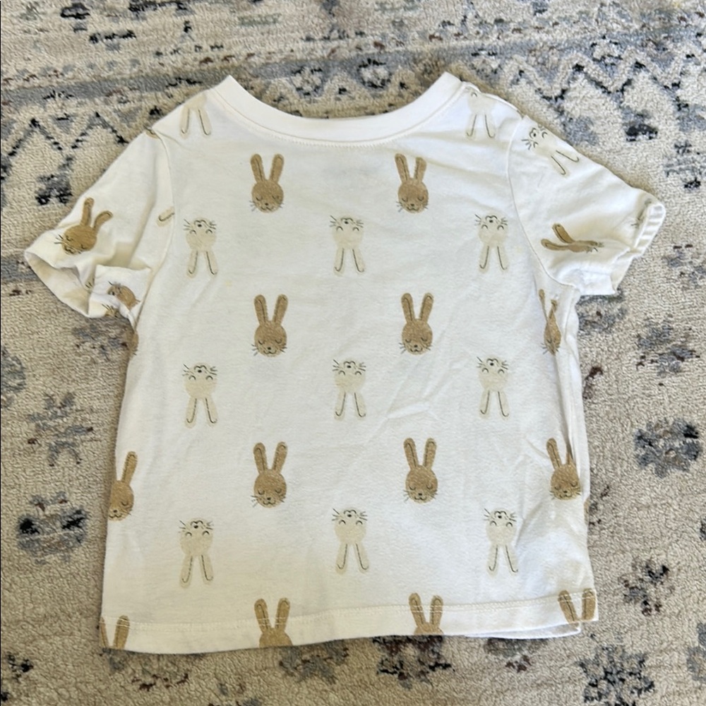Kids Bunny Print T-Shirt - Cream & Brown